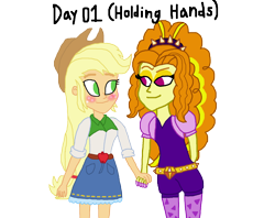 Size: 1800x1426 | Tagged: safe, artist:bigpurplemuppet99, character:adagio dazzle, character:applejack, my little pony:equestria girls, dazzlejack, female, holding hands, lesbian, shipping