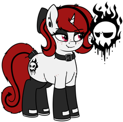 Size: 2901x2892 | Tagged: safe, artist:zippysqrl, oc, oc:bubbles, oc:lilith, species:pony, species:unicorn, 2019 community collab, derpibooru community collaboration, bow, clothing, collar, duo, ear piercing, earring, eye clipping through hair, eyeshadow, fangs, female, freckles, hair bow, ink, jewelry, lidded eyes, makeup, mare, piercing, simple background, skull, smiling, socks, thigh highs, transparent background