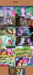 Size: 1760x3932 | Tagged: safe, artist:nightshadowmlp, edit, edited screencap, screencap, character:applejack, character:fluttershy, character:garble, character:maud pie, character:pinkie pie, character:princess ember, character:princess flurry heart, character:rainbow dash, character:rarity, character:saffron masala, character:scootaloo, character:snowfall frost, character:spike, character:spitfire, character:starlight glimmer, character:street rat, character:sweetie belle, character:trixie, character:twilight sparkle, character:twilight sparkle (alicorn), species:alicorn, species:pegasus, species:pony, episode:a hearth's warming tail, episode:applejack's day off, episode:flutter brutter, episode:gauntlet of fire, episode:newbie dash, episode:no second prances, episode:on your marks, episode:spice up your life, episode:stranger than fanfiction, episode:the crystalling, episode:the gift of the maud pie, episode:the saddle row review, g4, my little pony: friendship is magic, barn, clothing, food, mane seven, mane six, mlp season compilation, mud, pancakes, pig, pinkie clone, scared, scarf, season 6, season 6 compilation, shocked, sign, spirit of hearth's warming past, spread wings, syrup, table, text, wall of tags, wings