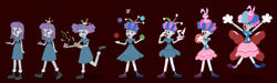 Size: 2944x882 | Tagged: safe, artist:magerblutooth, character:boulder, character:maud pie, species:rabbit, my little pony:equestria girls, balloon, balloon wings, blowing up balloons, clothing, clothing transformation, clown, clown nose, confetti, crown, gloves, googly eyes, hat, jester hat, jewelry, juggling, maudie pie, mental shift, party popper, personality change, regalia, show accurate, simple background, smiling, story included, transformation, transformation sequence, vector, when she smiles