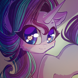 Size: 2048x2048 | Tagged: safe, artist:chaosangeldesu, character:starlight glimmer, species:pony, species:unicorn, anime eyes, blushing, cute, eyelashes, female, floppy ears, glimmerbetes, heart eyes, looking at you, mare, smiling, solo, wingding eyes