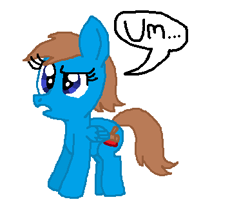Size: 388x330 | Tagged: safe, artist:nightshadowmlp, oc, oc only, oc:steve k, species:pegasus, species:pony, ..., confused, dialogue, female, rule 63, solo, text, um
