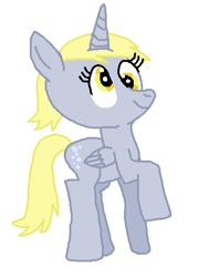 Size: 408x568 | Tagged: safe, artist:nightshadowmlp, character:derpy hooves, species:alicorn, species:pony, alicornified, derpicorn, female, race swap, raised hoof, simple background, smiling, solo, white background