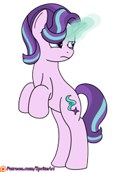 Size: 1000x1400 | Tagged: safe, artist:spritepony, character:starlight glimmer, species:pony, angry, bipedal, commission, female, magic, patreon, patreon link, patreon logo, simple background, solo, standing, transparent background