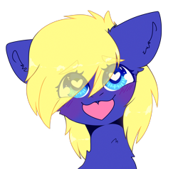 Size: 2100x2000 | Tagged: safe, artist:etoz, oc, oc only, oc:spore, species:earth pony, species:pony, blue coat, blue eyes, blushing, bust, cheek fluff, ear fluff, eyebrows, female, happy, heart, heart eyes, looking at you, mare, simple background, smiling, solo, transparent background, wingding eyes, ych result