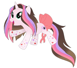 Size: 581x516 | Tagged: safe, artist:cindydreamlight, oc, oc:cindy, species:pony, species:unicorn, bow, female, mare, rainbow power, simple background, solo, tail bow, transparent background