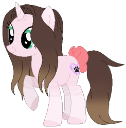 Size: 351x358 | Tagged: safe, artist:cindydreamlight, oc, oc:cindy, species:pony, species:unicorn, bow, female, mare, paw prints, raised hoof, simple background, solo, tail bow, transparent background