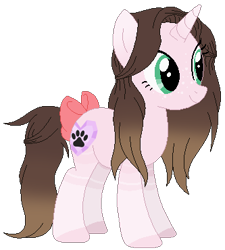 Size: 333x370 | Tagged: safe, artist:cindydreamlight, oc, oc:cindy, species:pony, species:unicorn, bow, female, mare, paw prints, simple background, solo, tail bow, transparent background