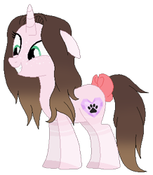 Size: 331x380 | Tagged: safe, artist:cindydreamlight, oc, oc:cindy, species:pony, species:unicorn, bow, female, mare, simple background, solo, tail bow, transparent background