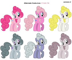 Size: 3000x2500 | Tagged: safe, artist:moongazeponies, artist:pika-robo, character:limestone pie, character:marble pie, character:pinkie pie, character:surprise, species:earth pony, species:pony, g1, g3, g4, alternate costumes, discorded, female, g1 to g4, g3 to g4, generation leap, mare, palette swap, recolor, simple background, transparent background, vector