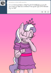 Size: 1280x1826 | Tagged: safe, artist:americananomaly, character:diamond tiara, species:anthro, anthroquestria, clothing, dress, female, laughing, solo, vulgar