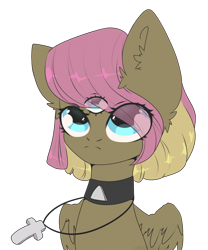 Size: 2500x3000 | Tagged: safe, artist:etoz, oc, oc only, oc:mystic lily, species:pegasus, species:pony, angry, blue eyes, bust, cross, female, jewelry, looking up, mare, necklace, request, requested art, serious, serious face, simple background, three eyes, transparent background, wings
