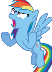 Size: 610x834 | Tagged: safe, artist:nightshadowmlp, character:rainbow dash, species:pegasus, species:pony, angry, clip art, cropped, dashie mcboing boing, female, flying, frustrated, lyrebird dash, madorable, mare, ms paint, show accurate, simple background, solo, spread wings, transparent background, wings