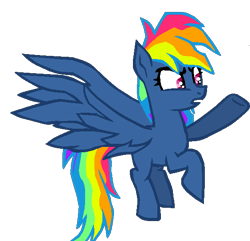 Size: 564x543 | Tagged: safe, artist:nightshadowmlp, character:evil pie hater dash, character:rainbow dash, species:demon pony, species:pony, episode:secrets and pies, g4, my little pony: friendship is magic, adorapiehater, angry, clip art, cute, flying, madorable, raised hoof, show accurate, simple background, spread wings, transparent background, wings