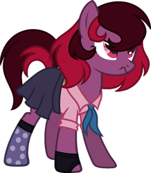 Size: 800x916 | Tagged: safe, artist:t-aroutachiikun, oc, species:earth pony, species:pony, clothing, female, mare, shirt, simple background, skirt, socks, solo, transparent background