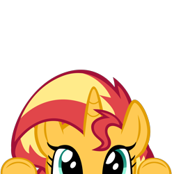 Size: 10000x10000 | Tagged: safe, artist:mrkat7214, part of a set, character:sunset shimmer, species:pony, species:unicorn, absurd resolution, cute, eye, eyes, female, head, hooves, hooves up, looking at you, mare, peekaboo, peeking, shimmerbetes, simple background, solo, soon, transparent background, vector