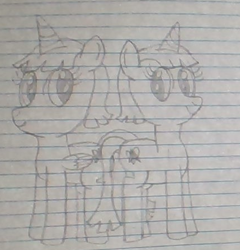 Size: 429x447 | Tagged: safe, artist:nightshadowmlp, oc, oc only, oc:night shadow, species:alicorn, species:pony, species:unicorn, alicorn oc, female, horn, lineart, lined paper, mare, ponidox, self ponidox, smiling, traditional art, wings