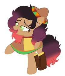 Size: 1521x1781 | Tagged: safe, artist:pegasski, artist:space--paws0w0, base used, oc, oc only, oc:pancita, species:pegasus, species:pony, boots, clothing, colored pupils, commission, ear piercing, earring, female, freckles, hat, jewelry, mare, mexican, multicolored hair, open mouth, piercing, poncho, raised hoof, shoes, simple background, socks, solo, sombrero, transparent background