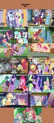 Size: 1760x3975 | Tagged: safe, artist:nightshadowmlp, edit, edited screencap, screencap, character:apple bloom, character:applejack, character:berry punch, character:berryshine, character:big mcintosh, character:button mash, character:carrot top, character:cheerilee, character:coco pommel, character:coloratura, character:daisy, character:diamond tiara, character:fluttershy, character:golden harvest, character:granny smith, character:limestone pie, character:linky, character:marble pie, character:maud pie, character:moonlight raven, character:pinkie pie, character:pipsqueak, character:rainbow dash, character:rarity, character:raspberry beret, character:scootaloo, character:shoeshine, character:silver spoon, character:snails, character:snips, character:spike, character:sunshine smiles, character:sweetie belle, character:twilight sparkle, character:twilight sparkle (alicorn), character:wind rider, species:alicorn, species:dragon, species:earth pony, species:pegasus, species:pony, species:unicorn, episode:brotherhooves social, episode:canterlot boutique, episode:crusaders of the lost mark, episode:hearthbreakers, episode:made in manehattan, episode:rarity investigates, episode:scare master, episode:the cutie re-mark, episode:the hooffields and mccolts, episode:the mane attraction, episode:the one where pinkie pie knows, episode:what about discord?, g4, my little pony: friendship is magic, season 5, alternate timeline, apple bloom's bow, apple family, applejack's hat, armor, book, bow, chrysalis resistance timeline, clipboard, clothing, colt, costume, cowboy hat, crossdressing, cutie map, cutie mark crusaders, female, filly, food, hair bow, happy, hat, lily love, male, mane seven, mane six, mare, marty mcfly, mlp season compilation, orchard blossom, playground, rock soup, season 5 compilation, soup, spear, stetson, upside down, wall of tags, weapon