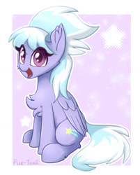 Size: 1280x1591 | Tagged: safe, artist:puetsua, character:cloudchaser, species:pegasus, species:pony, chest fluff, cutechaser, ear fluff, female, mare, simple background, sitting, solo, wings