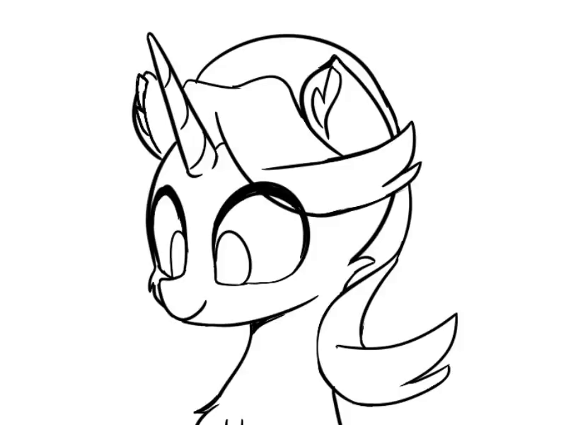 Size: 800x600 | Tagged: safe, artist:puetsua, character:starlight glimmer, species:pony, species:unicorn, animated, blinking, bust, female, frame by frame, lineart, looking at you, monochrome, smiling, solo, wip