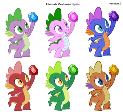 Size: 3300x3000 | Tagged: safe, artist:felix-knot, artist:pika-robo, character:basil, character:spike, character:spike (g1), character:spike (g3), character:whimsey weatherbe, species:dragon, g1, g3, g3.5, g4, alternate costumes, g1 to g4, g3 to g4, g3.5 to g4, generation leap, green dragon, palette swap, recolor, reginald, vector
