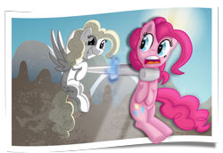 Size: 14067x9667 | Tagged: safe, artist:discorded, character:pinkie pie, character:surprise, g1, absurd resolution, g1 to g4, generation leap