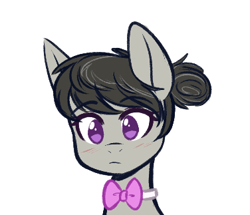 Size: 376x323 | Tagged: safe, artist:higgly-chan, character:octavia melody, species:earth pony, species:pony, alternate hairstyle, blushing, bow tie, female, hair bun, mare, simple background, solo, white background