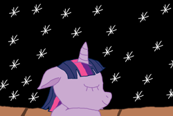 Size: 1112x746 | Tagged: safe, artist:nightshadowmlp, character:twilight sparkle, character:twilight sparkle (unicorn), species:pony, species:unicorn, eyes closed, female, filly, filly twilight sparkle, night, picnic table, sleeping, smiling, stars, table, younger