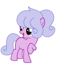 Size: 1209x1345 | Tagged: safe, artist:pegasski, artist:space--paws0w0, base used, oc, oc only, oc:tulip seed, parent:bluebonnet, parent:sunshine petals, parents:sunbonnet, species:earth pony, species:pony, icey-verse, blank flank, female, filly, magical lesbian spawn, next generation, offspring, open mouth, raised hoof, simple background, solo, transparent background