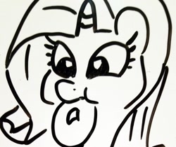 Size: 1058x890 | Tagged: safe, artist:smirk, character:rarity, bagel, bread, cute, doodle, female, food, monochrome, solo, whiteboard