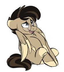 Size: 571x641 | Tagged: safe, artist:mulberrytarthorse, oc, oc only, oc:chocolate chip, species:pegasus, species:pony, colored hooves, glasses, male, shy, simple background, solo, stallion, white background