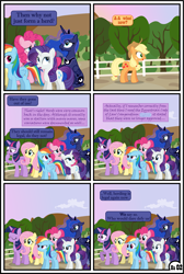 Size: 3255x4838 | Tagged: safe, artist:gutovi, character:applejack, character:fluttershy, character:pinkie pie, character:princess luna, character:rainbow dash, character:rarity, character:twilight sparkle, character:twilight sparkle (alicorn), species:alicorn, species:earth pony, species:pegasus, species:pony, species:unicorn, comic:why me!?, abuse of power, alternate ending, applejack gets all the mares, comic, explicit series, harem, herd, mane six, polyamory, polygamy, show accurate, sun, sunrise, sweet apple acres