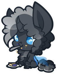 Size: 489x633 | Tagged: safe, artist:ak4neh, oc, oc only, oc:dahlia, species:changeling, species:pony, chibi, female, hybrid, mare, simple background, solo, starry eyes, transparent background, wingding eyes