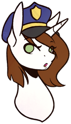Size: 490x848 | Tagged: safe, artist:ak4neh, oc, oc only, oc:brittneigh ackermane, species:pony, species:unicorn, female, mare, police hat, simple background, solo, transparent background