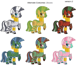 Size: 3600x3100 | Tagged: safe, artist:maximillianveers, artist:pika-robo, character:zecora, species:zebra, g1, g4, alternate costumes, ear piercing, earring, g1 to g4, generation leap, jewelry, leg rings, neck rings, palette swap, piercing, raised hoof, recolor, simple background, transparent background, vector, zig zag