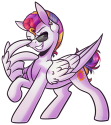Size: 708x799 | Tagged: safe, artist:ak4neh, character:sunny daze (g3), species:pegasus, species:pony, g3, ear piercing, female, mare, mohawk, piercing, simple background, solo, sunglasses, transparent background, wingers