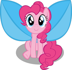 Size: 10236x9963 | Tagged: safe, artist:mrkat7214, character:pinkie pie, species:pony, absurd resolution, bow, c:, cute, diapinkes, female, impossibly large bow, looking at you, mare, simple background, sitting, smiling, solo, transparent background, vector