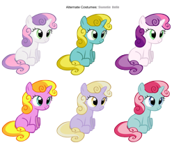 Size: 3600x3000 | Tagged: safe, artist:pika-robo, artist:stinkehund, character:baby sunny daze, character:dinky hooves, character:snowcatcher, character:sun glimmer, character:sweetie belle, g3, alternate costumes, g3 to g4, generation leap, palette swap, recolor
