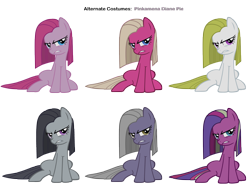 Size: 3700x2750 | Tagged: safe, artist:moongazeponies, artist:pika-robo, character:cupcake, character:limestone pie, character:marble pie, character:pinkamena diane pie, character:pinkie pie, character:sugarcup, character:surprise, species:earth pony, species:pony, g1, g3, g4, alternate costumes, female, g1 to g4, g3 to g4, generation leap, mare, palette swap, recolor, simple background, surprisamena, transparent background