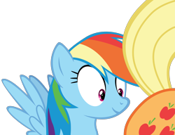 Size: 7677x5906 | Tagged: safe, artist:mrkat7214, character:applejack, character:rainbow dash, species:pony, ship:appledash, absurd resolution, applebutt, butt, dat butt, eyes on the prize, female, lesbian, looking at her butt, meme, plot, presenting, raised tail, shipping, simple background, spread wings, tail, transparent background, vector, wingboner, wings