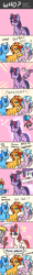 Size: 500x4135 | Tagged: safe, artist:tzc, character:derpy hooves, character:minuette, character:moondancer, character:pinkie pie, character:rainbow dash, character:rarity, character:silverstream, character:spike, character:sunset shimmer, character:tree of harmony, character:treelight sparkle, character:twilight sparkle, character:twilight sparkle (alicorn), character:twilight sparkle (scitwi), species:alicorn, species:classical hippogriff, species:hippogriff, species:pony, species:unicorn, age of empires, alicornified, comb, comic, female, glasses, glitter, guessing game, hair dryer, imitation, mare, race swap, recolor, scitwilicorn, smiling, sunglasses, tree of harmony, treelight sparkle, wololo