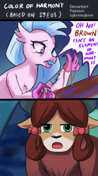 Size: 1000x1800 | Tagged: safe, artist:tzc, character:silverstream, character:yona, species:classical hippogriff, species:hippogriff, species:yak, episode:uprooted, g4, my little pony: friendship is magic, 2 panel comic, comic, crying, cute, dialogue, diastreamies, female, offended, parody, quadrupedal, reference, speech bubble, surprised pikachu, yonadorable