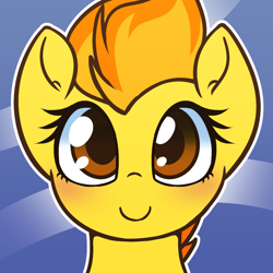 Size: 1000x1000 | Tagged: safe, artist:puetsua, character:spitfire, species:pegasus, species:pony, abstract background, avatar, bust, cutefire, female, looking at you, mare, portrait, smiling, solo