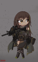 Size: 1158x1875 | Tagged: safe, artist:orang111, my little pony:equestria girls, aimpoint, equestria girls-ified, girl's frontline, gun, m4a1, style emulation, surefire, weapon