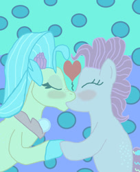 Size: 1300x1593 | Tagged: safe, artist:bigpurplemuppet99, character:pinkie pie, character:princess skystar, species:seapony (g4), ship:skypie, blushing, eyes closed, female, kissing, lesbian, seaponified, seapony pinkie pie, shipping, species swap, underwater