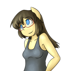 Size: 1251x1321 | Tagged: safe, alternate version, artist:spheedc, oc, oc only, oc:sphee, species:anthro, species:earth pony, species:pony, bipedal, clothing, digital art, female, glasses, mare, simple background, solo, tank top, transparent background