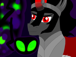 Size: 2000x1500 | Tagged: safe, artist:katya, character:king sombra, species:pony, dark magic, fear, hypnosis, magic, male, solo