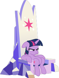Size: 6088x8000 | Tagged: dead source, safe, artist:pink1ejack, character:twilight sparkle, character:twilight sparkle (alicorn), species:alicorn, species:pony, episode:sparkle's seven, g4, my little pony: friendship is magic, absurd resolution, duckface, female, floppy ears, friendship throne, grumpy, grumpy twilight, madorable, mare, pouting, simple background, transparent background, twilight is not amused, unamused, vector