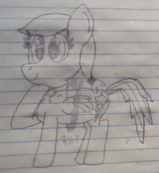 Size: 396x430 | Tagged: safe, artist:nightshadowmlp, character:evil pie hater dash, character:rainbow dash, oc, oc:snowfall wind, species:pony, episode:secrets and pies, g4, my little pony: friendship is magic, disguise, female, jewelry, lineart, lined paper, necklace, smiling, solo, traditional art